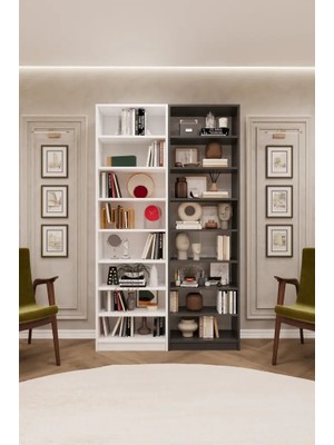 Kone Haus Trüllzen Beyaz - Koyu Gri Çok Amaçlı Modern Düzenleyici Raf KH2608