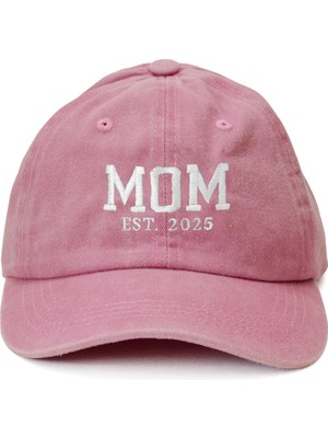 Nome Studio Nakışlı Şapka Tekli Anne Mom Şapka 2025 Yıkamalı Kumaşlı ve Yazı Nakışlı Şapka Pamuklu Ayarlı Şapka