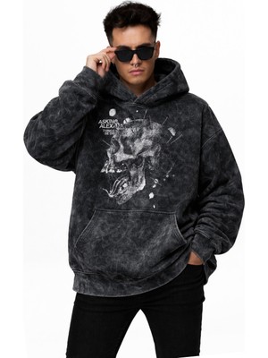 Fuddy Moda Unisex Oversize Asking Alexandria Things Could Be Different Baskılı Kapüşonlu Yıkamalı Sweatshirt