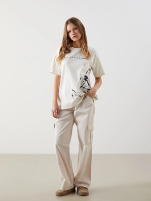 Lc Waikiki Yeni Sezon Standart Fit Gabardin Kadın Kargo Pantolon