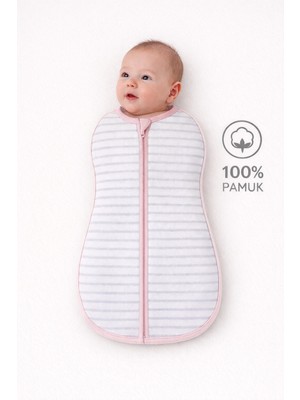 Mimocan %100 Pamuklu Organik Yumuşak Penye Uyku Tulumu Yenidoğan Fermuarlı Kundak 60X35 cm