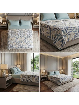 Tekstil Vagonu %100 Pamuk Pike Takımı 200X220 Çift Kişilik – Lastikli Çarşaflı (Çarşaf %80 Pamuk)-Palm