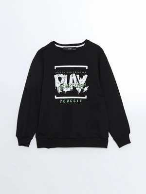 Lc Waikiki Yeni Sezon Bisiklet Yaka Baskılı Erkek Çocuk Sweatshirt