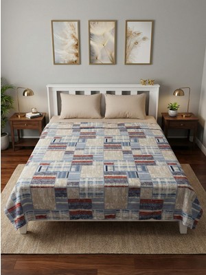 Tekstil Vagonu %100 Pamuk Pike Takımı 200X220 Çift Kişilik – Lastikli Çarşaflı (Çarşaf %80 Pamuk)-Geometrik