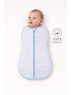 Mimocan %100 Pamuklu Organik Yumuşak Penye Uyku Tulumu Yenidoğan Fermuarlı Kundak 60X35 cm