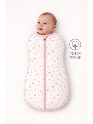 Mimocan %100 Pamuklu Organik Yumuşak Penye Uyku Tulumu Yenidoğan Fermuarlı Kundak 60X35 cm