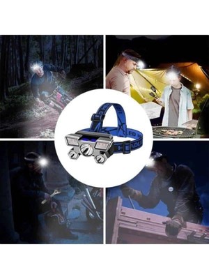 Epilons 5 Ledli Şarj Edilebilir Kafa Lambası 1200 Lümen Güçlü Zoomlu 4 Modlu Kamp ve Balıkçı Feneri