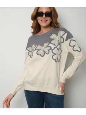 Park Moda Kadın Çiçek Desenli Triko Kazak – Uzun Kollu, Yumuşak Dokulu Günlük Kazak