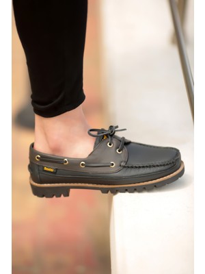 Belirtilmemiş Tarzı Kalın Taban Hakiki Deri Ayakkabı