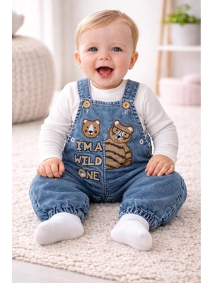 Bebek Kot Ayı Nakışlı Salopet