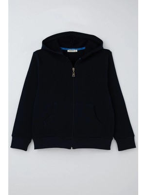 Breeze Erkek Çocuk Hırka Basic Kapüşonlu Fermuarlı 6-10 Yaş, Lacivert
