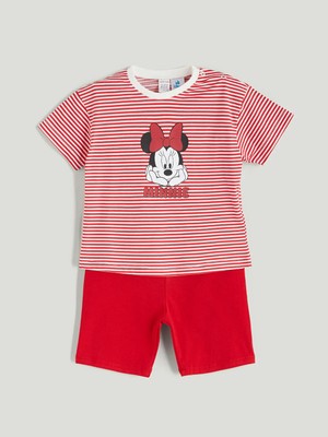 Lc Waikiki Yeni Sezon Minnie Mouse Baskılı Kız Bebek Tişört ve Tayt 2'li