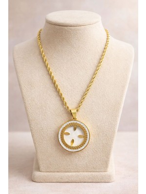 Vipfoni Zirkon Taşlı Çeyrek ve Gram Koyulabilen Zarif Çelik Kolye