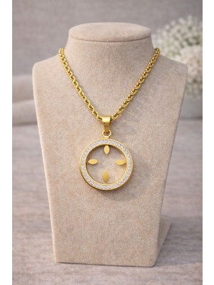 Vipfoni Gold Renk Çeyrek ve Gram Koyulabilen Zarif Çelik Kolye