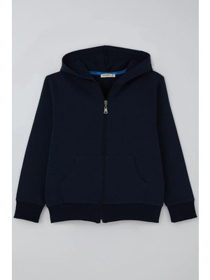 Breeze Erkek Çocuk Hırka Basic Kapüşonlu Fermuarlı 6-10 Yaş, Lacivert