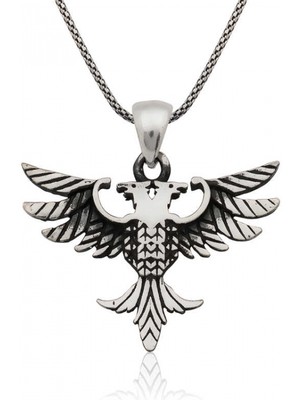 Marsilyan 925 Ayar Gümüş Çift Başlı Kartal Erkek Gümüş Kolye PT2610750 (72)