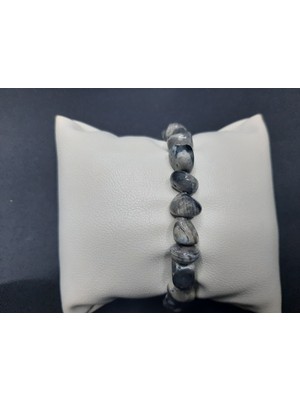 Mryart Gri Iri Kırık Akik Taşı Bileklik Doğal ve Şık Unisex