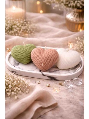 3'lü Kalp Doğal Soya Mumu