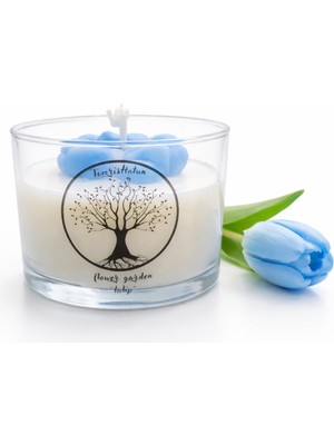Tomris Hatun Çiçek Serisi Soya Wax Mum, Dekoratif Çiçekli Esanslı Soya Mum