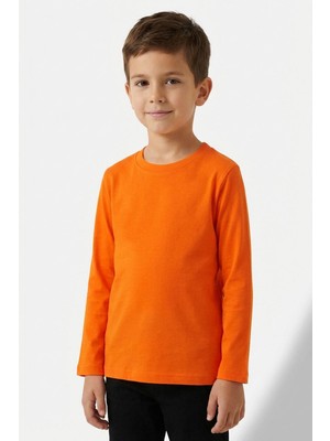 Breeze Erkek Çocuk Uzun Kollu Tişört Basic 4-8 Yaş, Turuncu