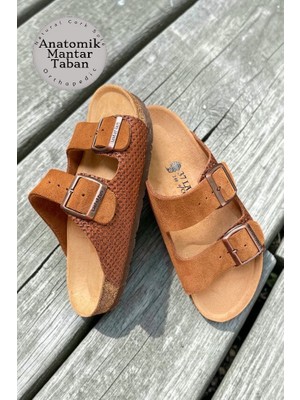 Land Of Cork Anatomik Unisex Terlik | Doğal Mantar Tabanlı Hakiki Deri Ark Destekli