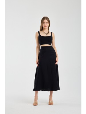 Winmoda Yüksek Bel Dökümlü Kloş Uzun Etek 94/96 cm – Tesettür Uyumlu, Gabardin, Yandan Fermuarlı, Iç Göstermez