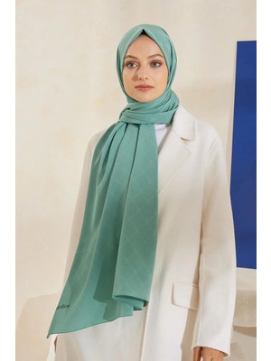 Cardion Jakarlı Şal Monogram Desen Mint Yeşili