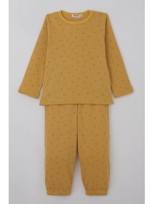 Breeze Erkek Bebek Pijama Takımı Minik Geometrik Desenler 9 Ay-3 Yaş, Hardal Sarı