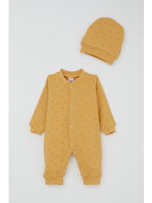 Breeze Erkek Bebek Tulum Minik Geometrik Desenler 0-9 Ay, Hardal Sarı