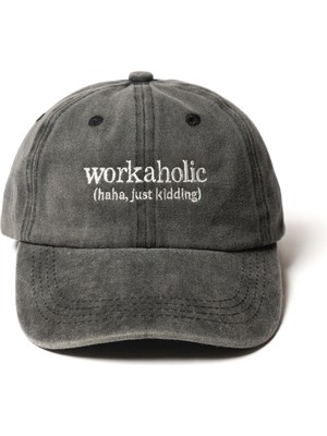 Nome Studio Nakışlı Şapka Yazı Nakışlı Şapka Yıkamalı Kumaşlı ve Workaholic Yazı Nakışlı Şapka Pamuklu Siperlikli Ayarlı Şapka Günlük Tarz Eğlenceli Kep