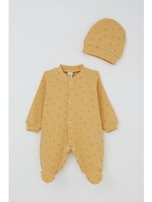 Breeze Erkek Bebek Patikli Tulum Minik Geometrik Desenler 0-9 Ay, Hardal Sarı