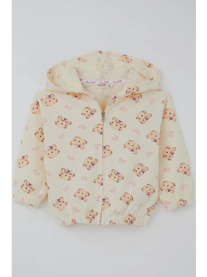 Breeze Kız Bebek Hırka Sevimli Fiyonklu Ayıcık Desenli 9 Ay-3 Yaş, Krem