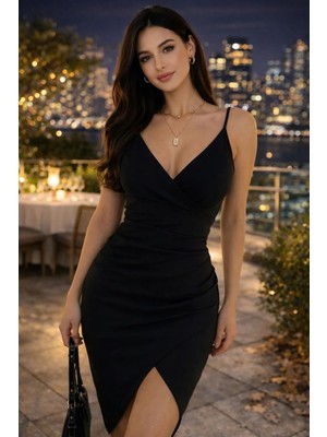Ip Askılı Simli Elbise