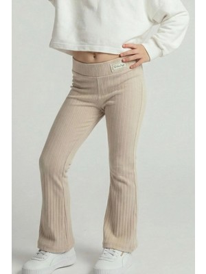 Breeze Kız Çocuk Tayt Bel Kısmı Arma Aksesuar Detaylı 3-7 Yaş, Bej