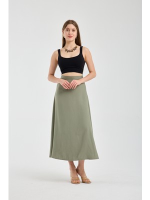 Winmoda Yüksek Bel Dökümlü Kloş Uzun Etek 94/96 cm – Tesettür Uyumlu, Gabardin, Yandan Fermuarlı, Iç Göstermez