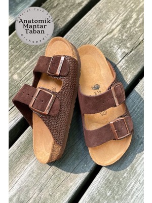 Land Of Cork Anatomik Unisex Terlik | Doğal Mantar Tabanlı Hakiki Deri Ark Destekli