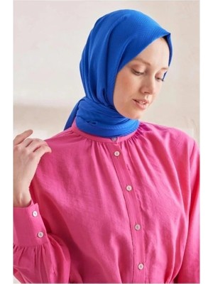 Cardion Jakarlı Şal Zigzag Desen Saks Mavisi