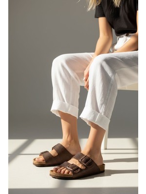 Land Of Cork Anatomik Unisex Terlik | Doğal Mantar Tabanlı Hakiki Deri Ark Destekli