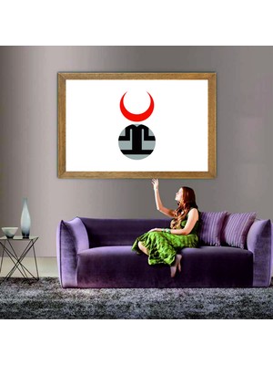 Lioncraft Altınordu Imparatorluğu Devleti Bayrağı  Tablo, Çerçeveli Cam Tablo 60X90 cm