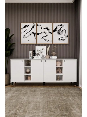 Kone Haus Slidench Beyaz 180 cm Modern Konsol KH2673