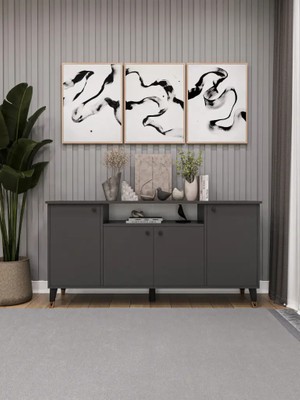 Kone Haus Sidench Koyu Gri 160 cm Modern Konsol KH2665