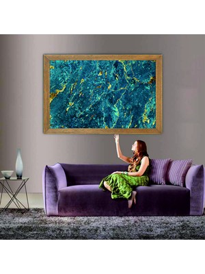 Lioncraft Mermer Desenli Tablo, Çerçeveli Cam Tablo 80X110 cm