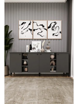 Kone Haus Slidench Koyu Gri 180 cm Modern Konsol KH2674