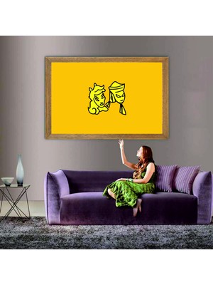 Lioncraft Uygur Imparatorluğu Devleti Bayrağı  Tablo, Çerçeveli Cam Tablo 80X110 cm