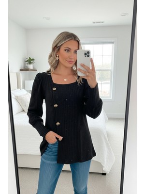 MTM My The Mall Giyim Kadın Uzun Kollu Düğmeli Mevsimlik Bluz – Yumuşak Dokulu, Esnek ve Sıcak Tutan Kumaş