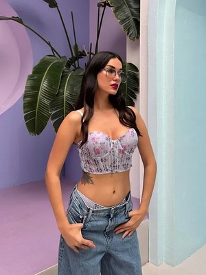 En Style Destekli Mavi 2 Bustiyer Takımı