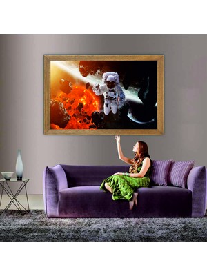 Lioncraft Uzay Manzaralı Tablo, Çerçeveli Cam Tablo 80X110 cm