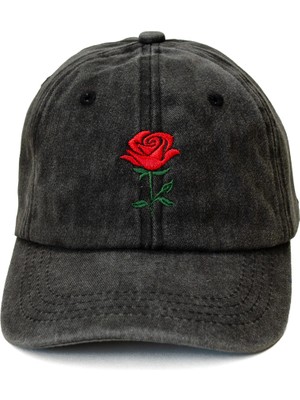 Nome Studio Nakışlı Şapka Kırmızı Gül Nakışlı Pamuklu Unisex Şapka Unisex Günlük Sokak Modası Spor Şapka Aksesuarı