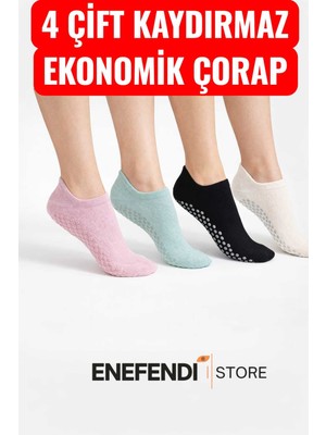NF ND ENEFENDİ 4 Çift Kaydırmaz Unisex Yoga, Pilates, Tavaf Çorabı | Spor Patik Çorap Ekru|pembe|siyah |yeşil 36-40