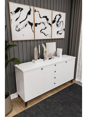 Kone Haus Zhüdench Beyaz 160 cm Modern Konsol KH2670